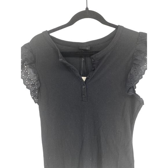 New WHO WHAT WEAR tank Sleeveless Women XL black half button Top - Picture 2 of 5